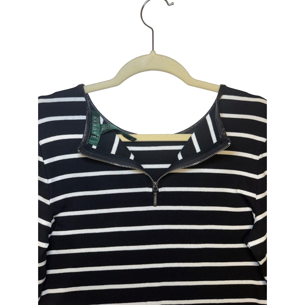 Lauren Ralph Lauren Striped Sheath Dress Faux Leather Nautical Professional M - Picture 7 of 8